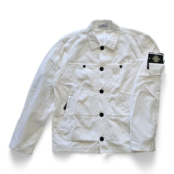 Stone Island Compass Patch Shirt/Jacket - Corduroy - White size Large $960